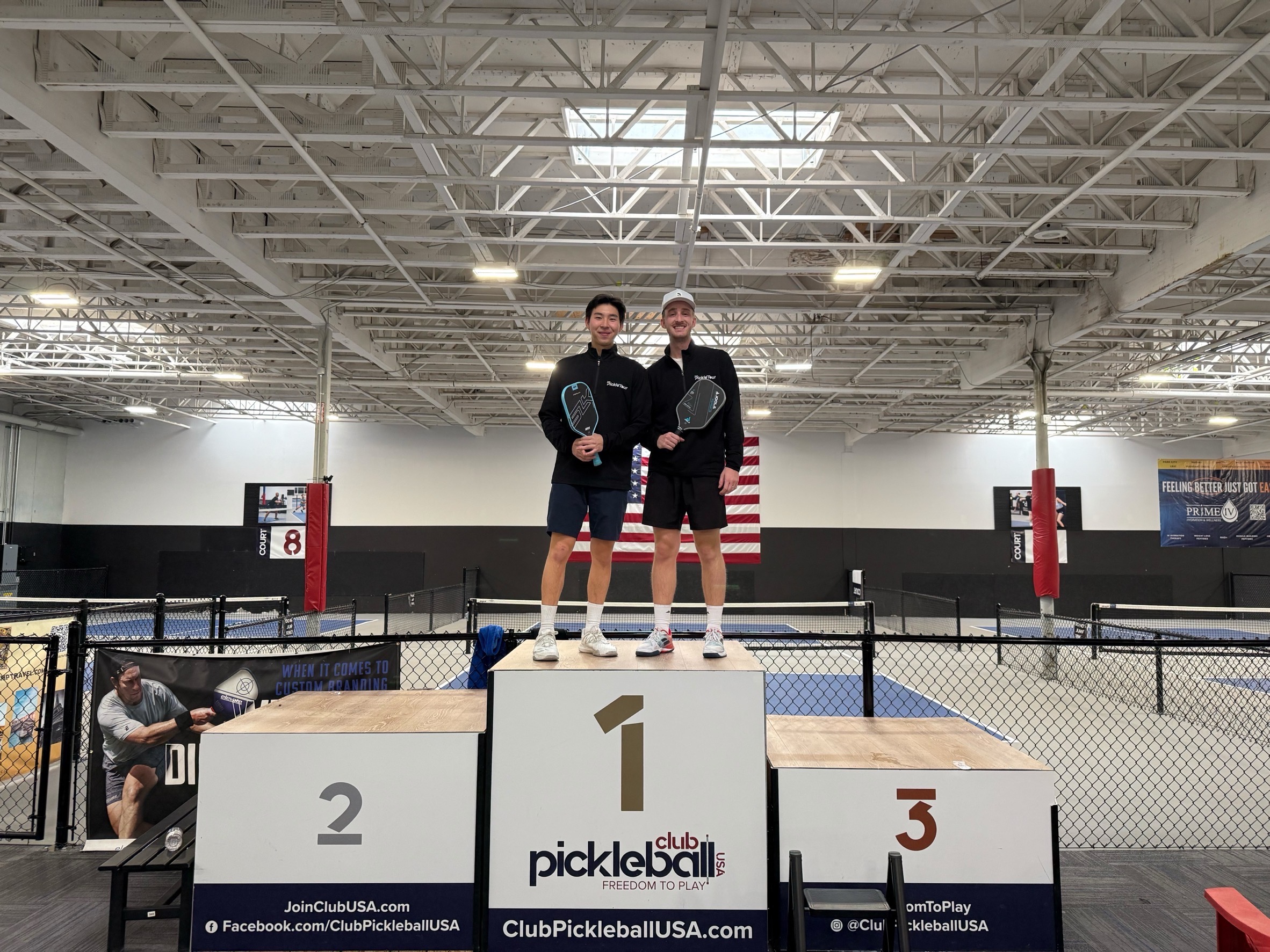 Howard on the podium after winning a tournament