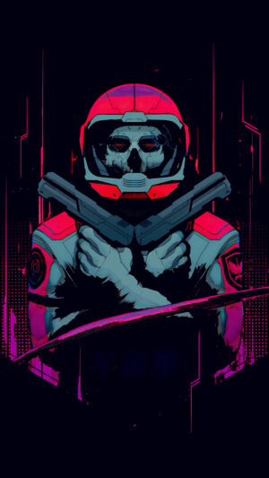 Cyberpunk Skull Dark Background Mobile Wallpaper