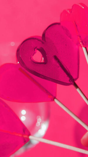 Pink Hearts Candies Mobile Wallpaper
