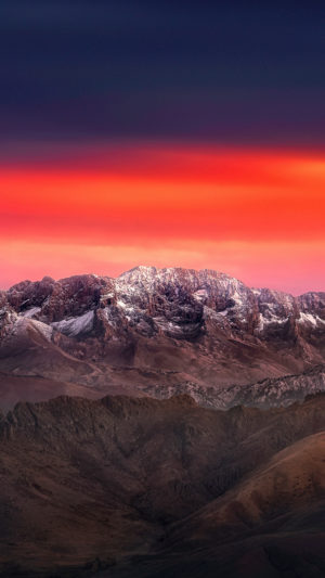 Pink Sunset View Of A Snow Capped Mountain Mobile Wallpaper