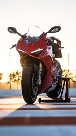Red Ducati Panigale V4 Golden Hour Shot Mobile Wallpaper